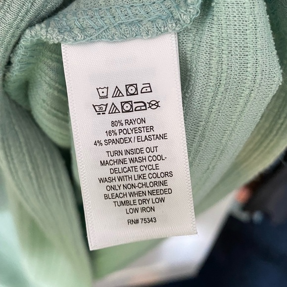 Tabard ribbed teal bell sleeve top - Picture 4 of 5